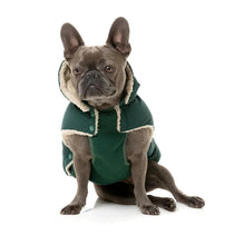 Load image into Gallery viewer, FuzzYard Essential Dog Puffer Jacket – Teddy Lined Coat with Removable Hood (Forest Green)