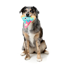 Load image into Gallery viewer, Fuzzyard Zombizza Marg-Eat-Her plush dog toy shaped like a slice of zombie pizza with an internal squeaker for spooky playtime.