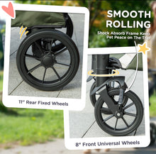 Load image into Gallery viewer, PawHut Foldable Pet Stroller for Large Dogs – 4-Wheel Jogger with Canopy, Brakes & Safety Leashes