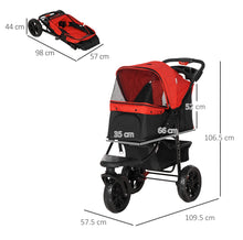 Load image into Gallery viewer, PawHut Folding 3-Wheel Pet Stroller | Dog Travel & Adventure Buggy