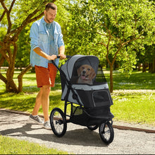 Load image into Gallery viewer, PawHut Foldable Pet Stroller Jogger – 3-Wheel Dog Buggy with Canopy for Small & Medium Dogs