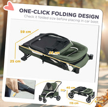 Load image into Gallery viewer, PawHut Foldable Pet Stroller for Large Dogs – 4-Wheel Jogger with Canopy, Brakes & Safety Leashes
