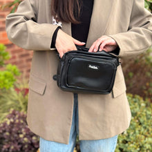 Load image into Gallery viewer, Crossbody Dog Walking Bag - Vegan Leather Black