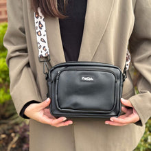 Load image into Gallery viewer, Crossbody Dog Walking Bag - Vegan Leather Black