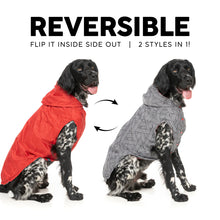 Load image into Gallery viewer, FuzzYard Flipside Reversible Dog Raincoat – ’90s Style Windbreaker (Red/White/Black)