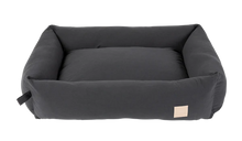 Load image into Gallery viewer, FuzzYard Life cotton dog bed in Slate Grey with plush bolster design