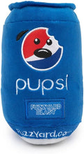 Load image into Gallery viewer, FuzzYard Pupsi soda can plush dog toy with squeaker