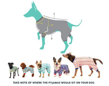 Load image into Gallery viewer, Fuzzyard Dog Pyjamas Sizing Guide. How to measure your dog for the correct fit.
