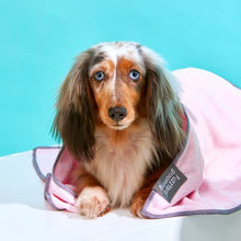 Load image into Gallery viewer, “Fuzzyard Microfibre Drying Towels for Puppies - Pink with Grey Trim”