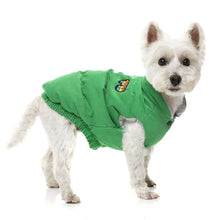 Load image into Gallery viewer, “Ashbury Green Puffer Jacket: Retro Vintage Style for Your Pup”