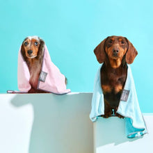 Load image into Gallery viewer, FuzzYard Microfibre Drying Towel for Puppies – Blue with Grey Trim