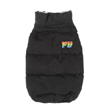 Load image into Gallery viewer, “Ashbury Black Puffer Jacket: Retro Vintage Style for Your Pup”