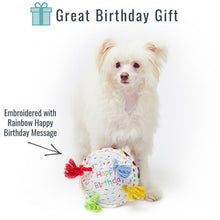 Load image into Gallery viewer, Pet London Squeaky Birthday Cake Dog Toy | Rainbow Rope Candles