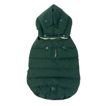 Load image into Gallery viewer, FuzzYard Essential Dog Puffer Jacket – Teddy Lined Coat with Removable Hood (Forest Green)
