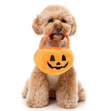 Load image into Gallery viewer, Dog playing with FuzzYard Trick or Treat Pumpkin Basket plush toy

