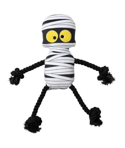 FuzzYard Ryan Gauze-ling Halloween plush dog toy featuring a mummy design with squeaker.