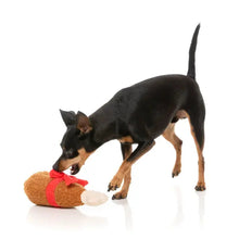 Load image into Gallery viewer, Dog Playing with Plush Christmas Turkey Keg Dog Toy 
