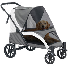 Load image into Gallery viewer, PawHut Foldable Pet Stroller for Large Dogs – 4-Wheel Jogger with Canopy, Brakes &amp; Safety Leashes
