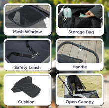 Load image into Gallery viewer, PawHut Foldable Pet Stroller for Large Dogs – 4-Wheel Jogger with Canopy, Brakes &amp; Safety Leashes
