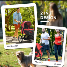 Load image into Gallery viewer, PawHut Foldable Pet Stroller Jogger – 3-Wheel Dog Buggy with Canopy for Small &amp; Medium Dogs
