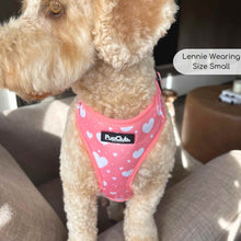 Load image into Gallery viewer, Peachy Hearts Adjustable Dog Harness – PupClub Couture
