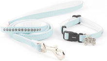 Load image into Gallery viewer, Ancol Small Bite jewel puppy collar and lead set in blue with charm, adjustable 20–30cm
