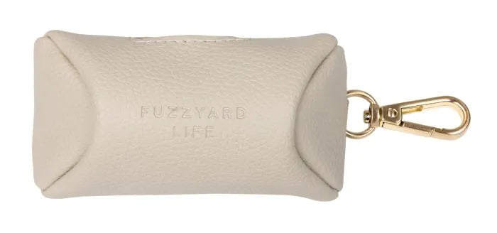FuzzYard Life Atelier Poop Bag Dispenser in Sandstone shown from the front.