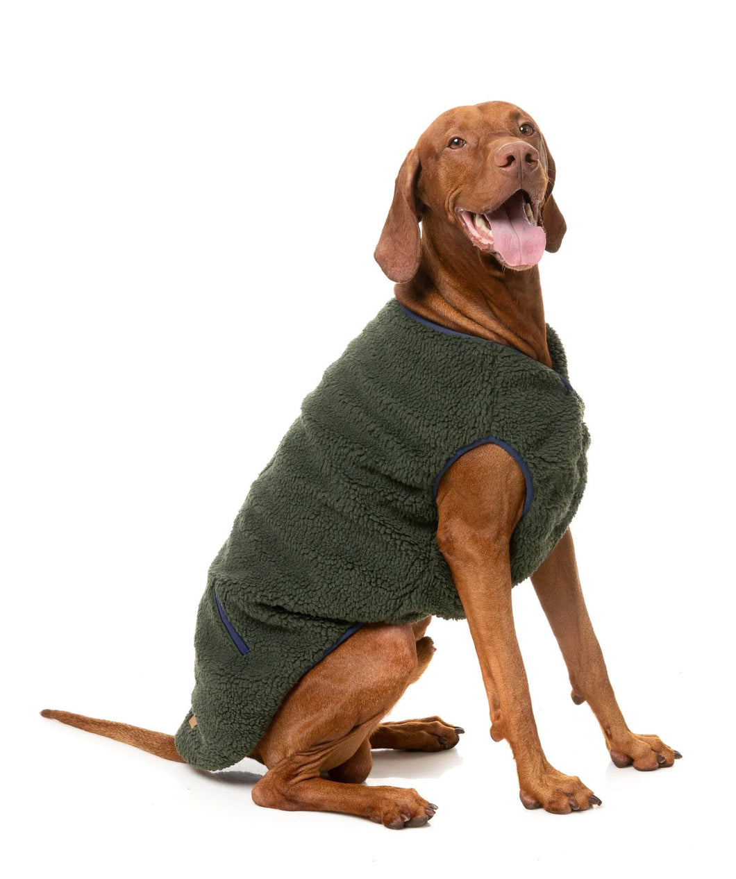 FuzzYard Nara Reversible Dog Jacket – Sherpa & Quilted 2-in-1 Coat (Dark Moss)