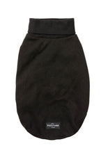 Load image into Gallery viewer, Black FuzzYard Stevie Dog Sweater shown flat from the back, featuring a ribbed turtle neck and soft cotton fabric.
