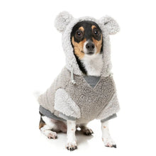 Load image into Gallery viewer, FuzzYard Winnie Hoodie – Grey - Cosy Dog Hoodie with Teddy Ears
