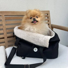 Load image into Gallery viewer, Soho Poms Black &amp; Cream Rainy Bear Pet Carrier - Ideal for Dogs &amp; Cats
