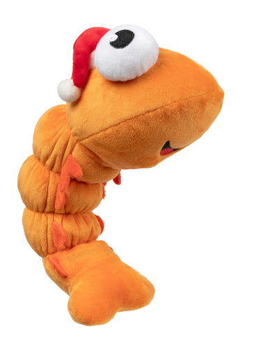 FuzzYard Prawn Mendes Christmas dog toy, plush shrimp with squeaker and festive design.
