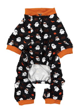 Load image into Gallery viewer, Fuzzyard Spooky Ghost Dog Pyjamas featuring a soft fleece material with cute ghost patterns. Perfect for keeping dogs cozy on cooler nights or as a Halloween outfit.
