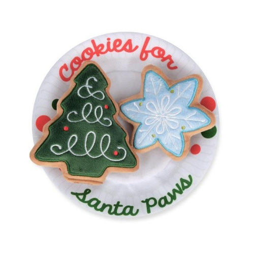 P.L.A.Y. Merry Woofmas Christmas Eve Cookies Dog Toy with durable stitching and eco-friendly materials.